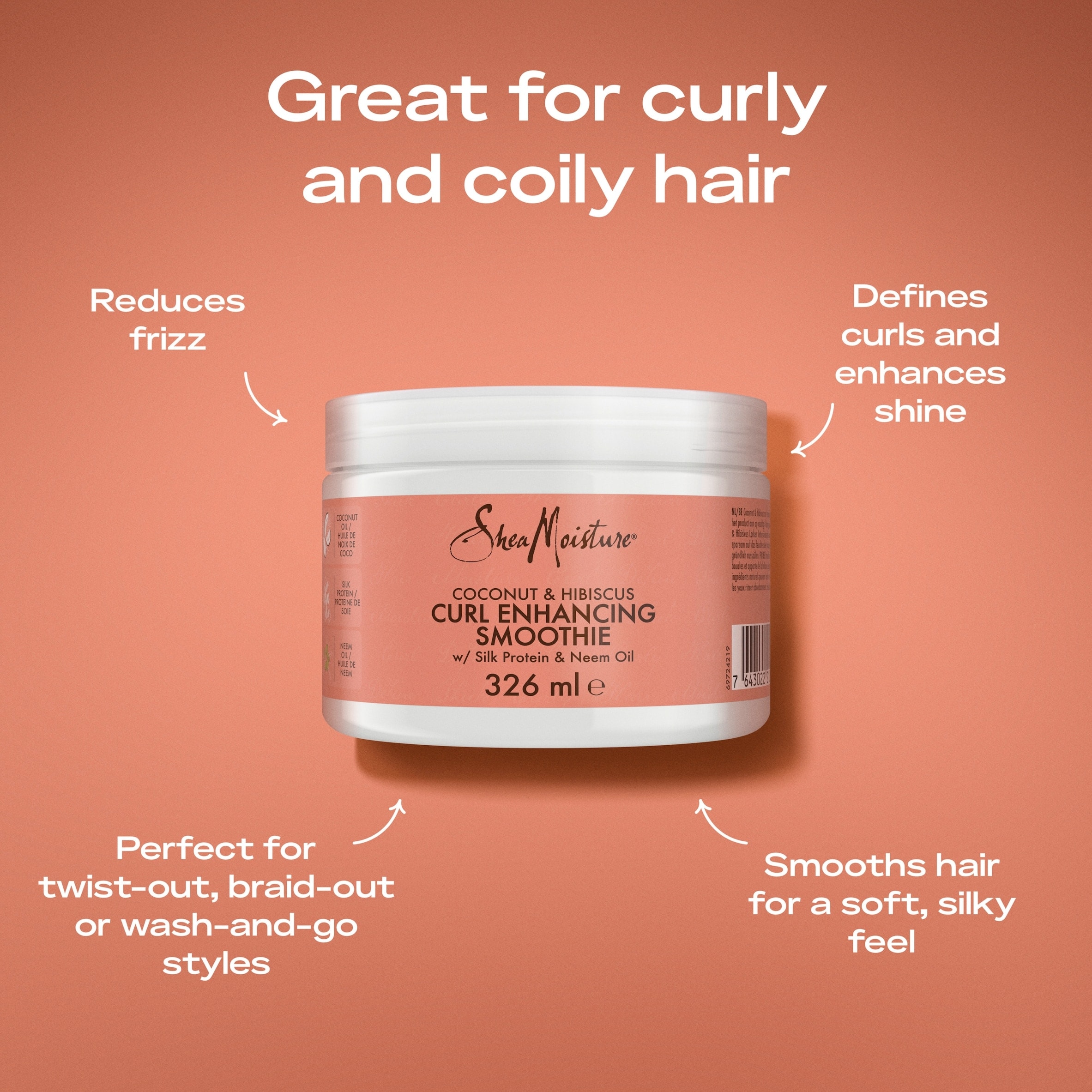Shea Moisture Coconut & Hibiscus Curl Enhancing Smoothie 326M thumbnail 5