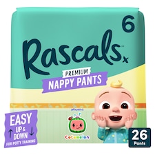 Rascals Premium Cocomelon Nappy Pants Size 6 26 Pack