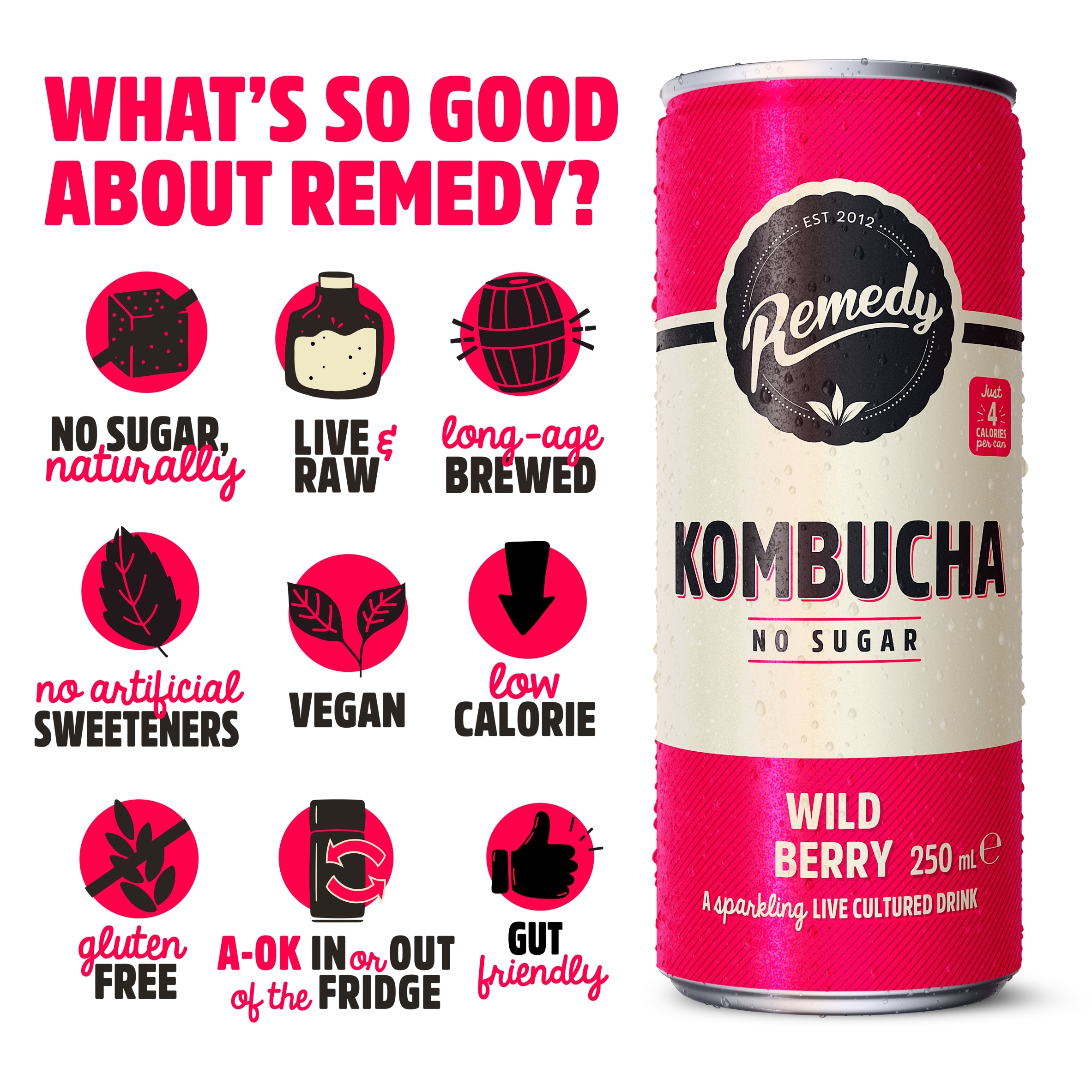 Remedy Kombucha - Wild Berry 250ml thumbnail 2