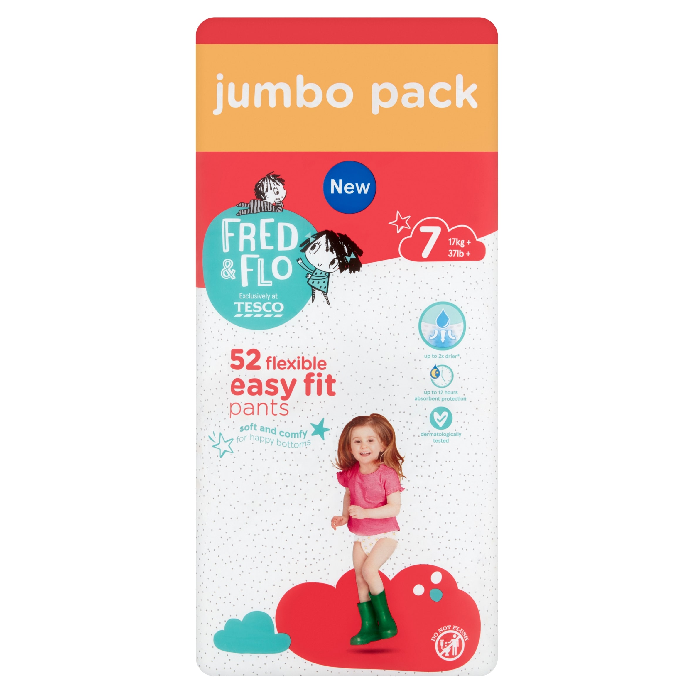 Fred & Flo Flexible Easy Fit Pants Size 7 Jumbo Pack 52 Pack