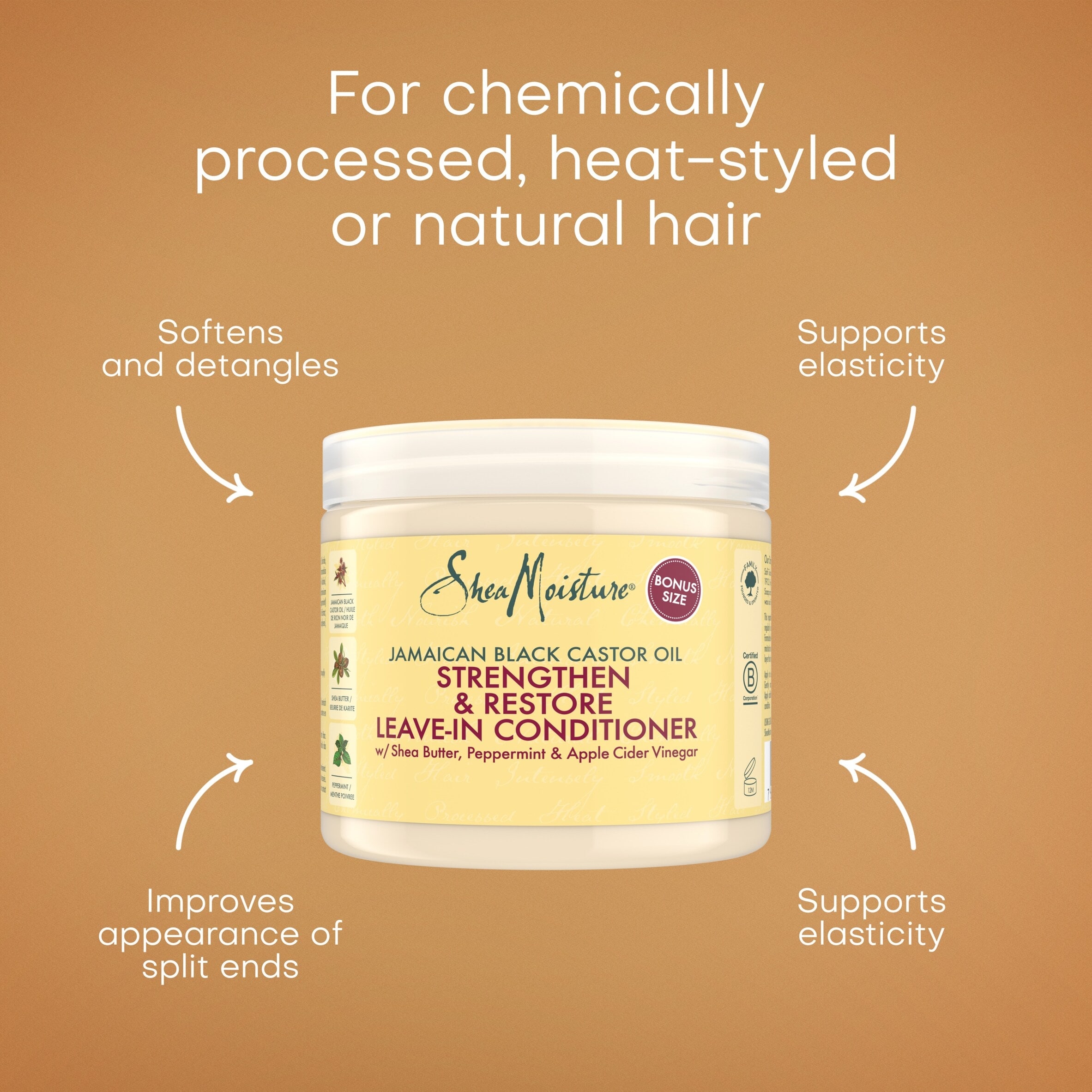 Shea Moisture Jamaican Black Castor Oil Leave In Conditioner 431Ml thumbnail 2