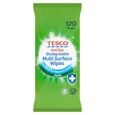 Tesco Antibacterial Multi Surface 120 Wipes Apple