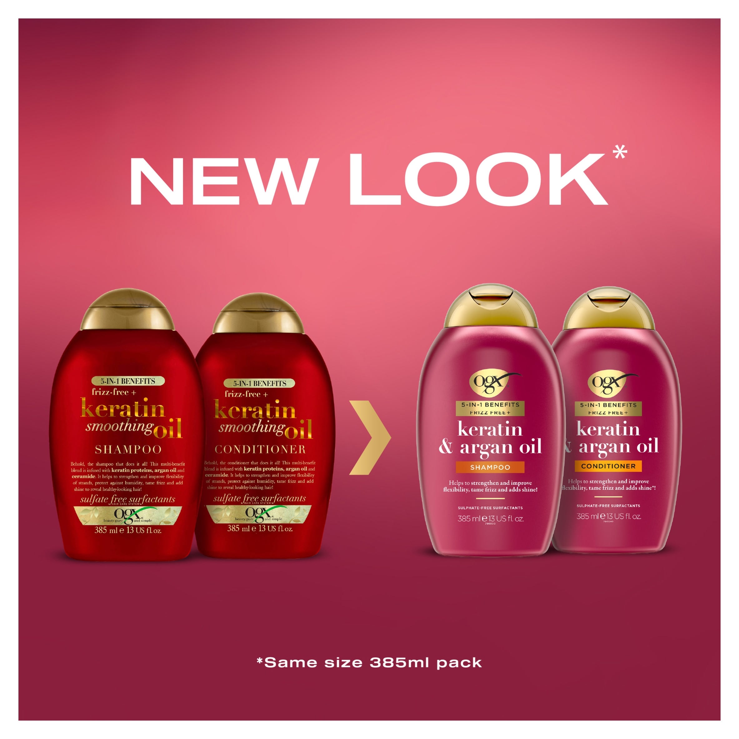 OGX Anti-Frizz Keratin Smoothing Oil Conditioner Sulphate Free 385ml thumbnail 3