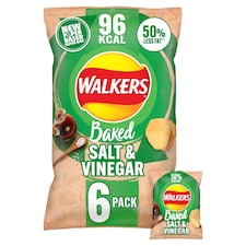 Walkers Baked Salt & Vinegar Multipack Crisps 6x22g