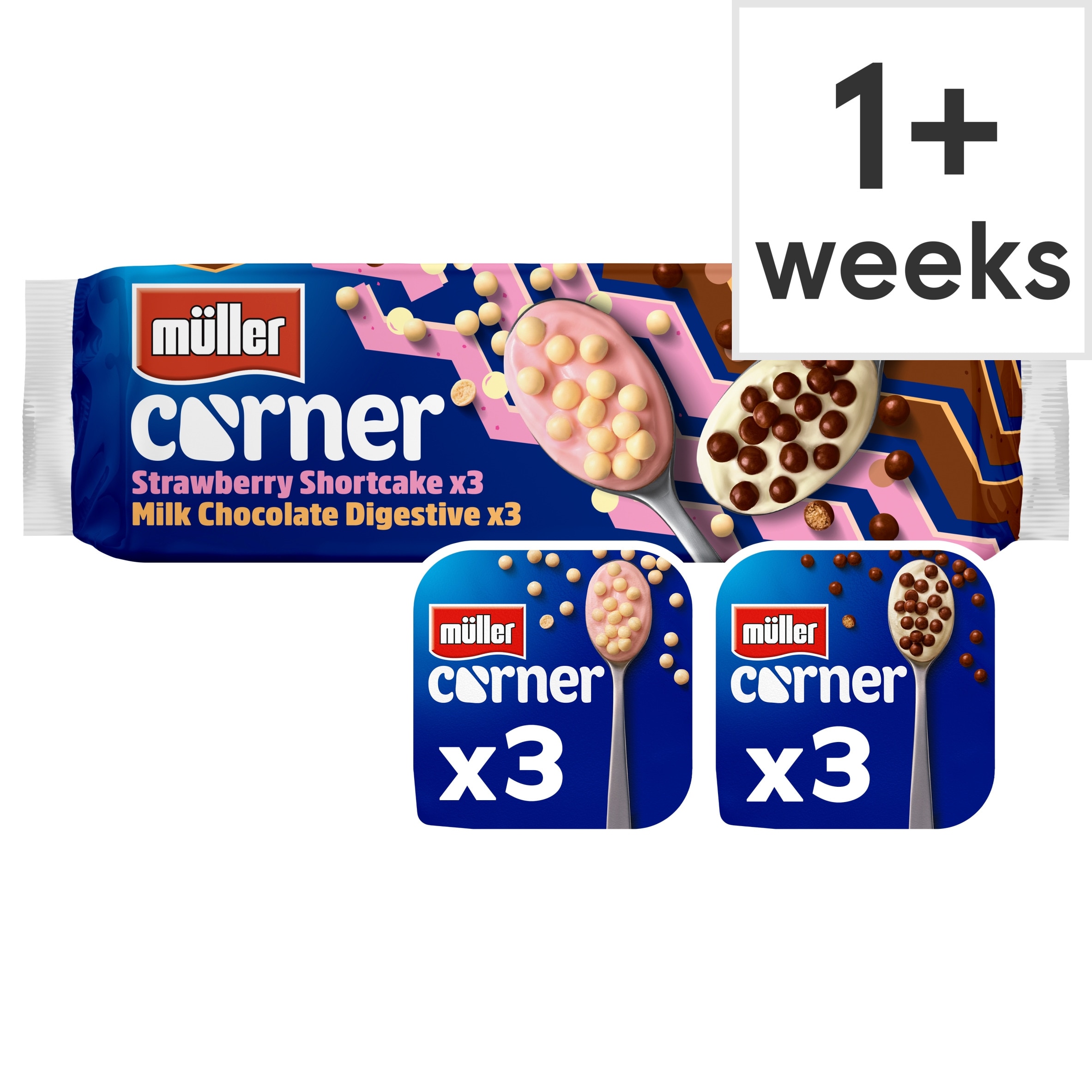 Muller Corner Strawberry Shortcake & Chocolate Digestive Yogurts 6 x 124g