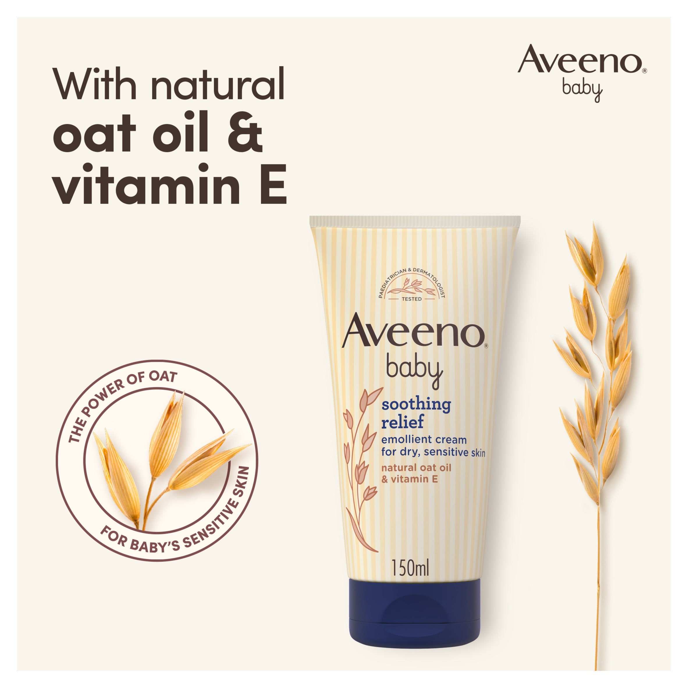 Aveeno Baby Soothing Relief Emollient Cream Baby Lotion Dry Skin 150ml thumbnail 3
