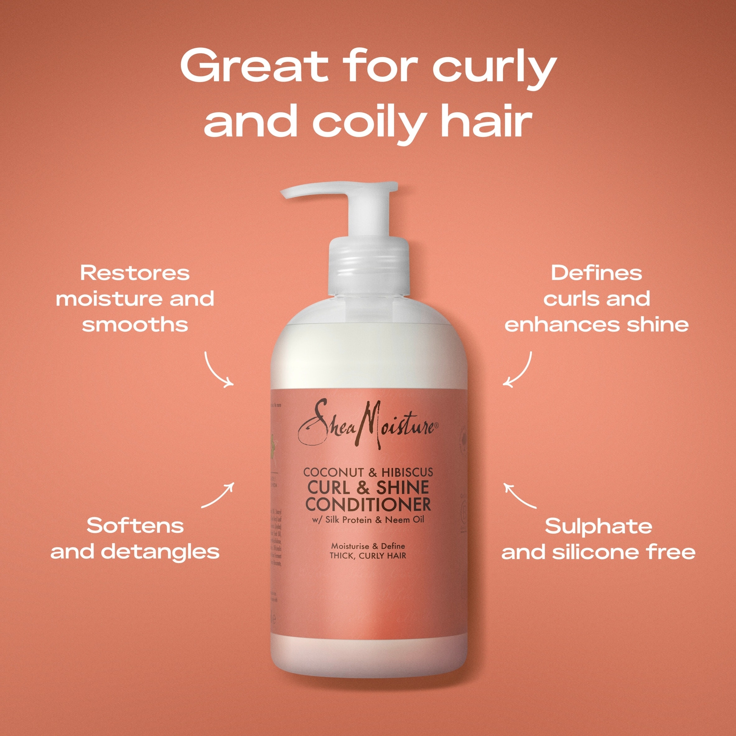 SheaMoisture Curl & Shine Conditioner - Coconut & Hibiscus 384ml thumbnail 2