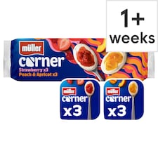 Muller Corner Yogurts - Strawberry, Peach & Apricot 6 x 136g