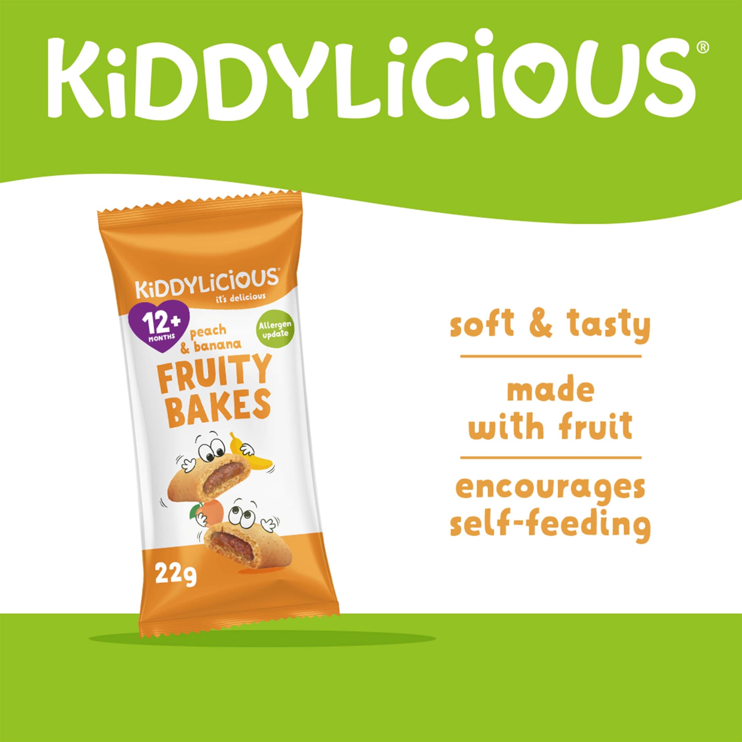 Kiddylicious Fruity Bakes - Peach & Banana 6x22g thumbnail 2