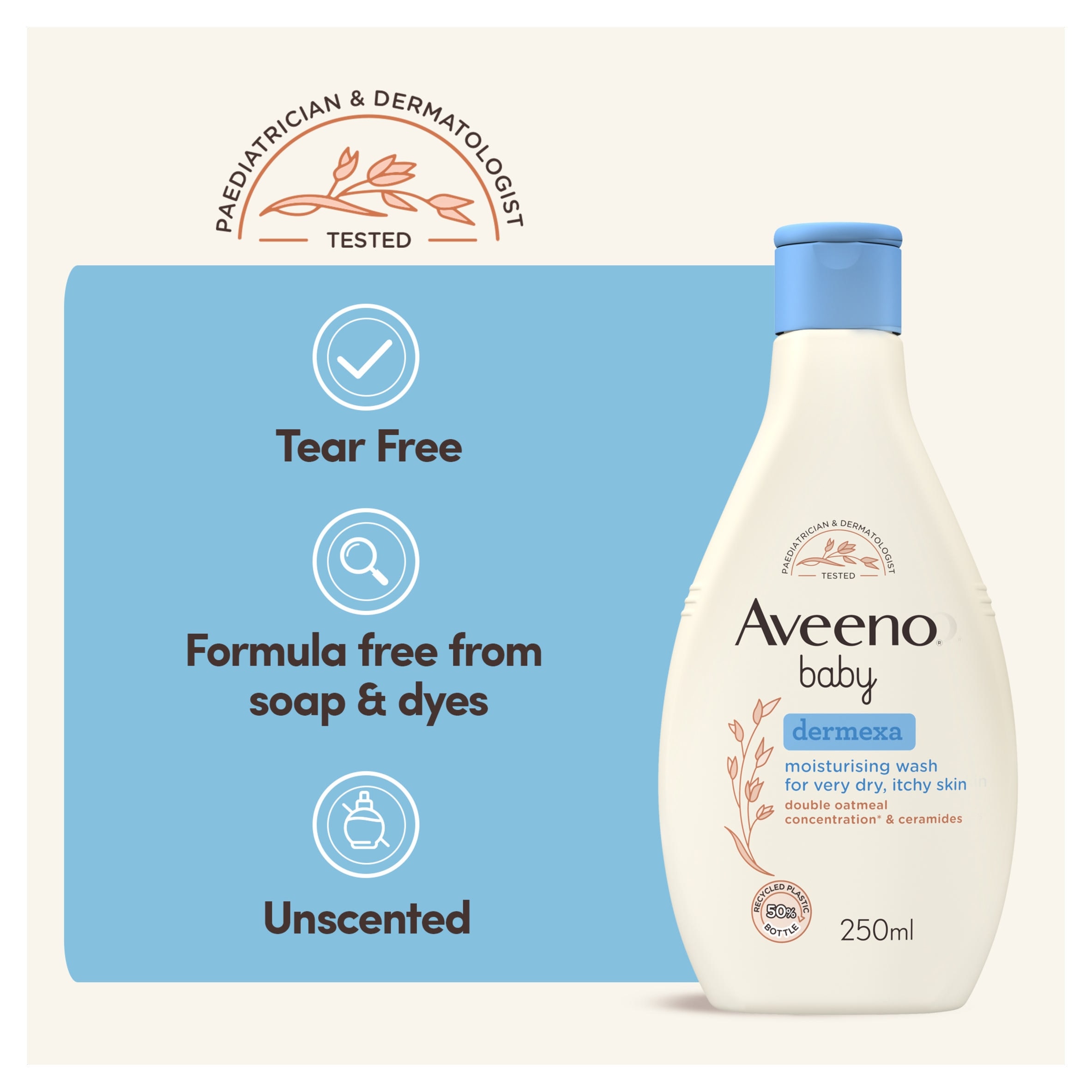 Aveeno Baby  Dermexa Moisturising Wash Dry Itchy Skin  250ml thumbnail 3