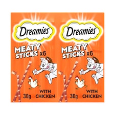 Dreamies Meaty Sticks Adult Cat Treats with Chicken 30g