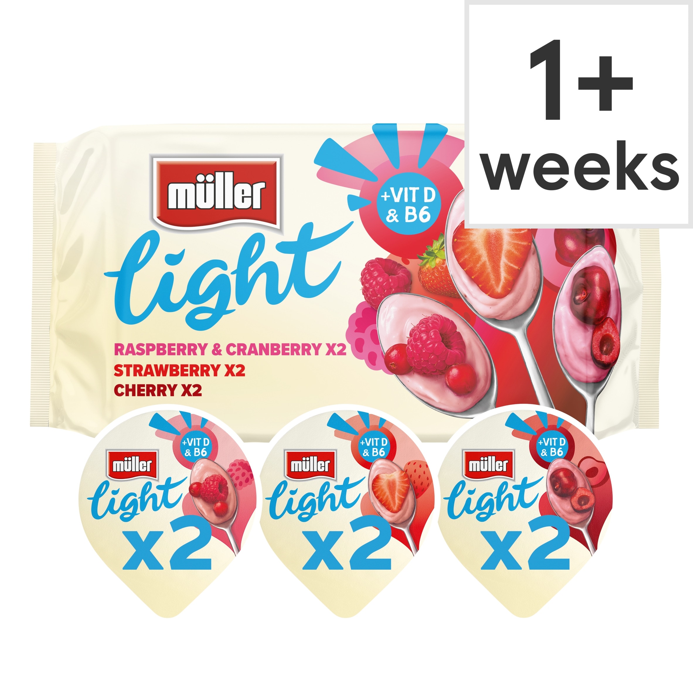 Muller Light Red Fruits Fat Free Yogurts
