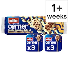 Muller Corner Vanilla & Banana Yogurts with Chocolate Balls & Flakes 6 x 124g