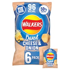 Walkers Baked Cheese & Onion Multipack Crisps 6x22g