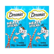 DREAMIES Meaty Sticks Adult Cat Treats with Salmon 6 pack 30g