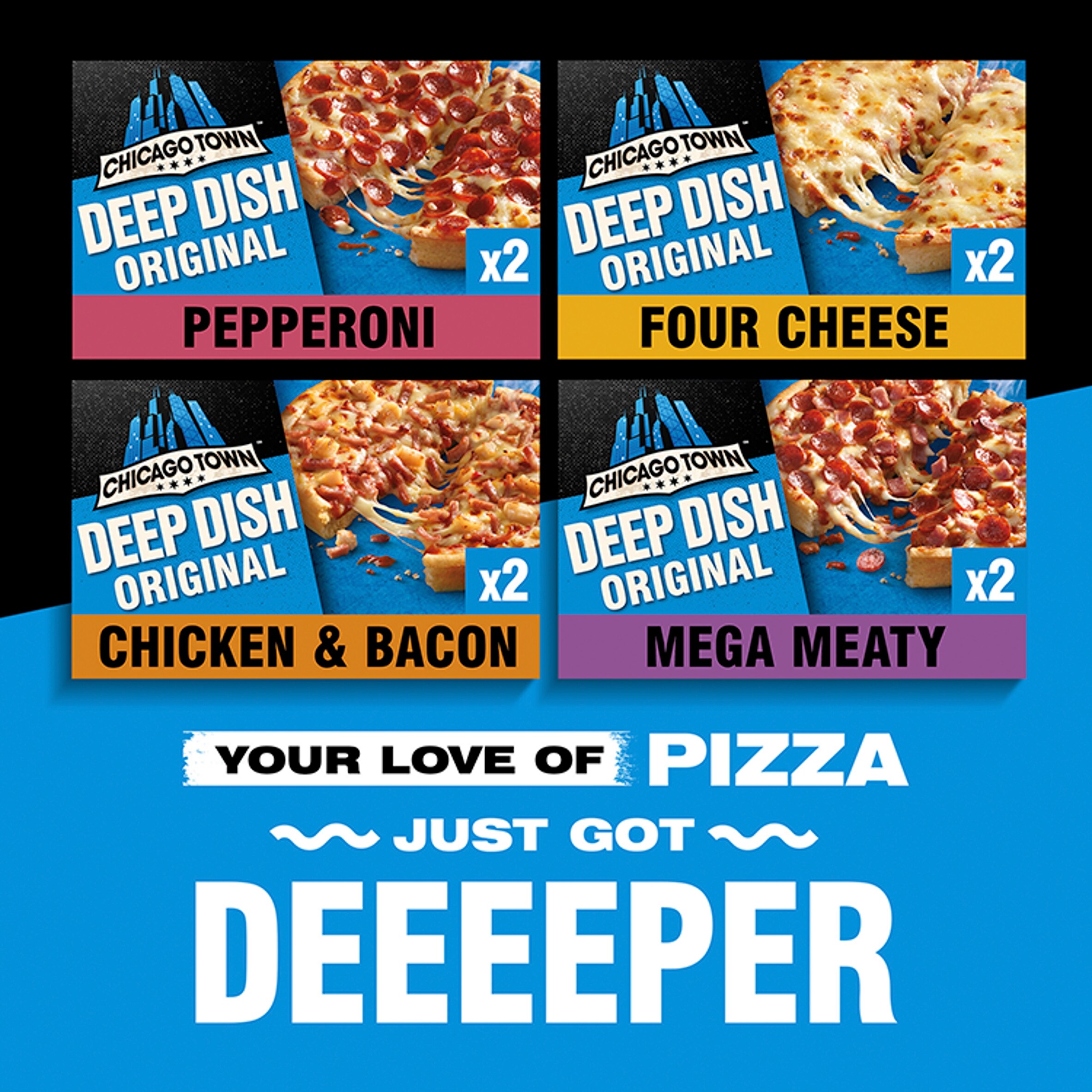 Chicago Town Deep Dish Four Cheese Pizzas 2 X 148G thumbnail 3