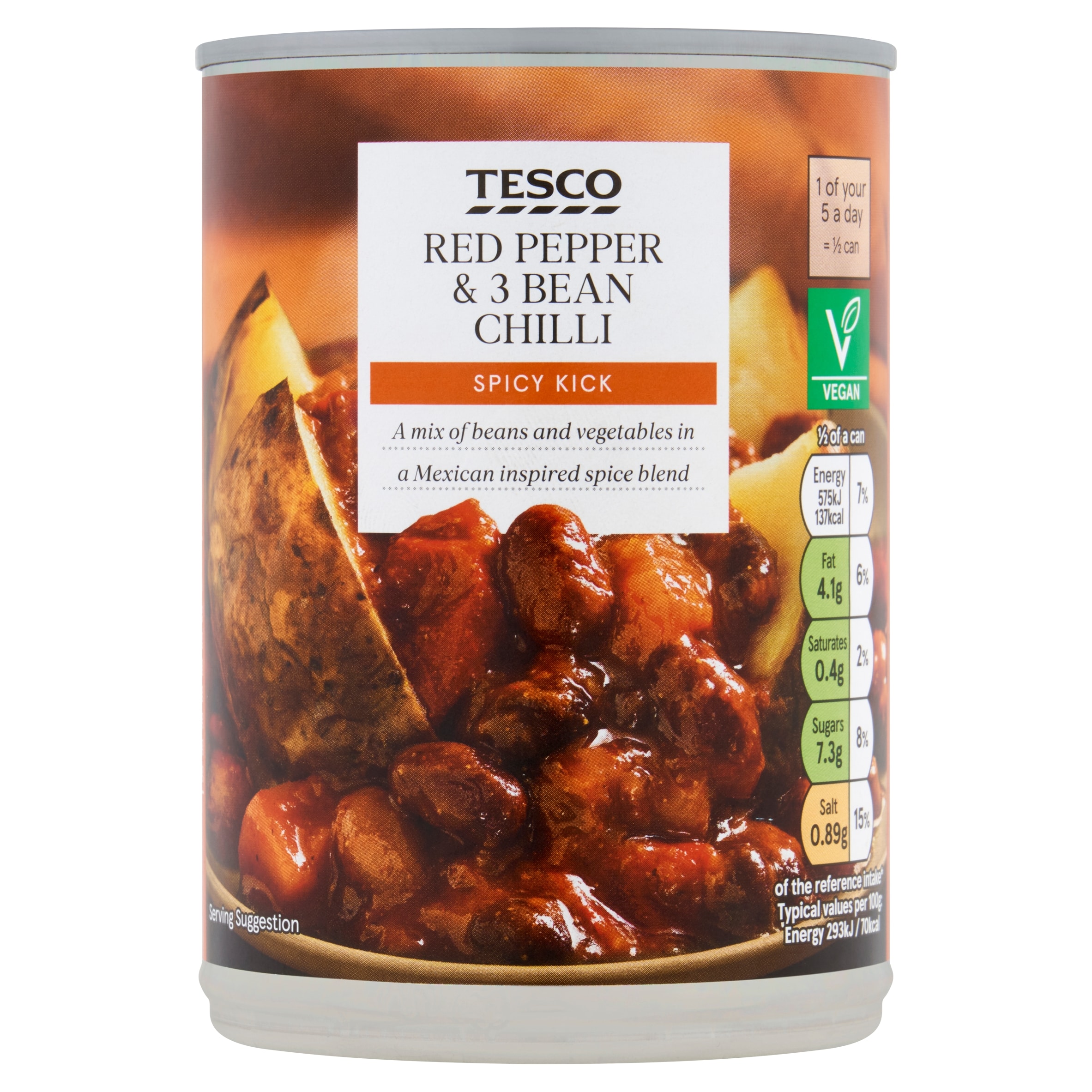 Tesco Red Pepper & 3 Bean Chilli 392G