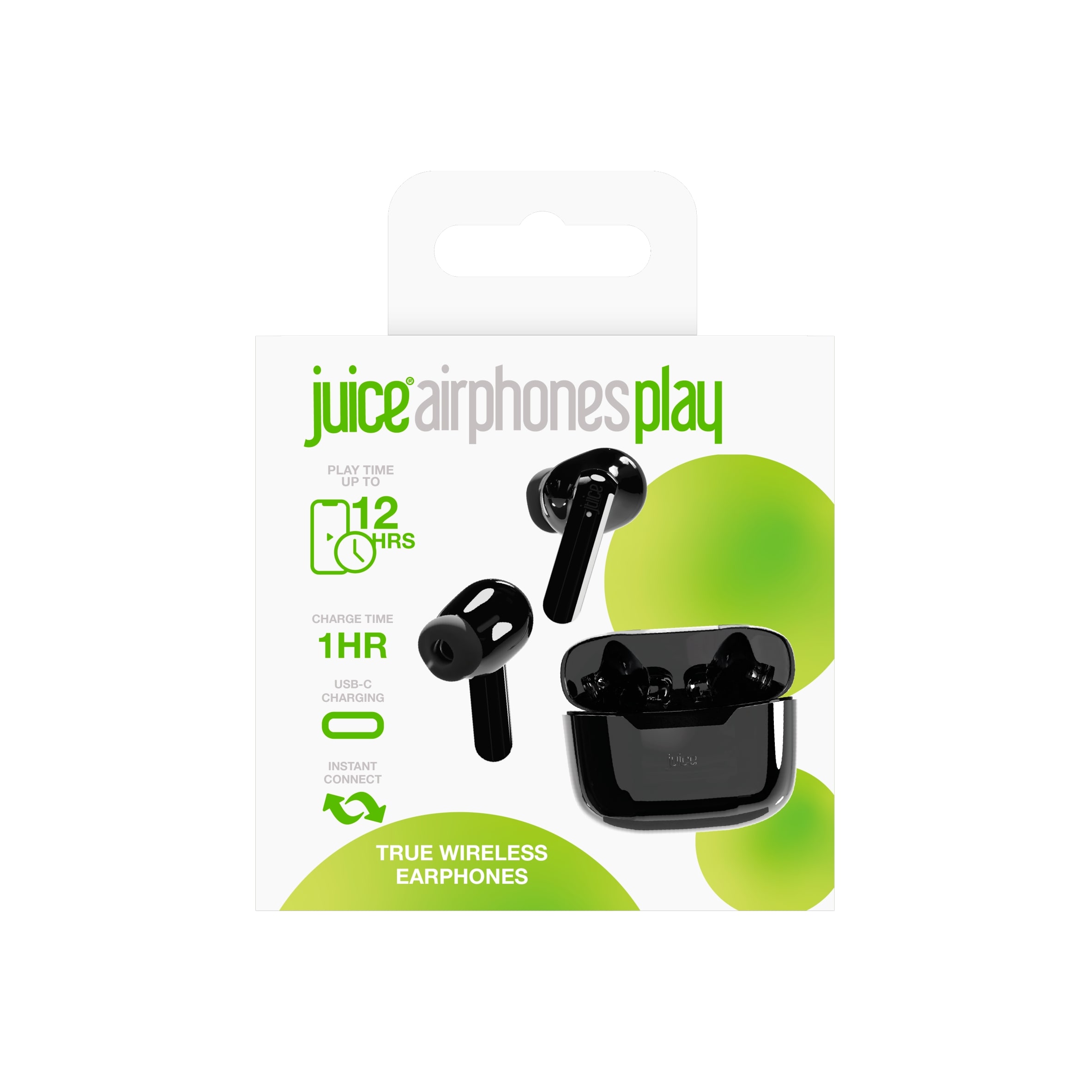 Juice Airphones Play True Wireless Bluetooth In Ear Headphones Black