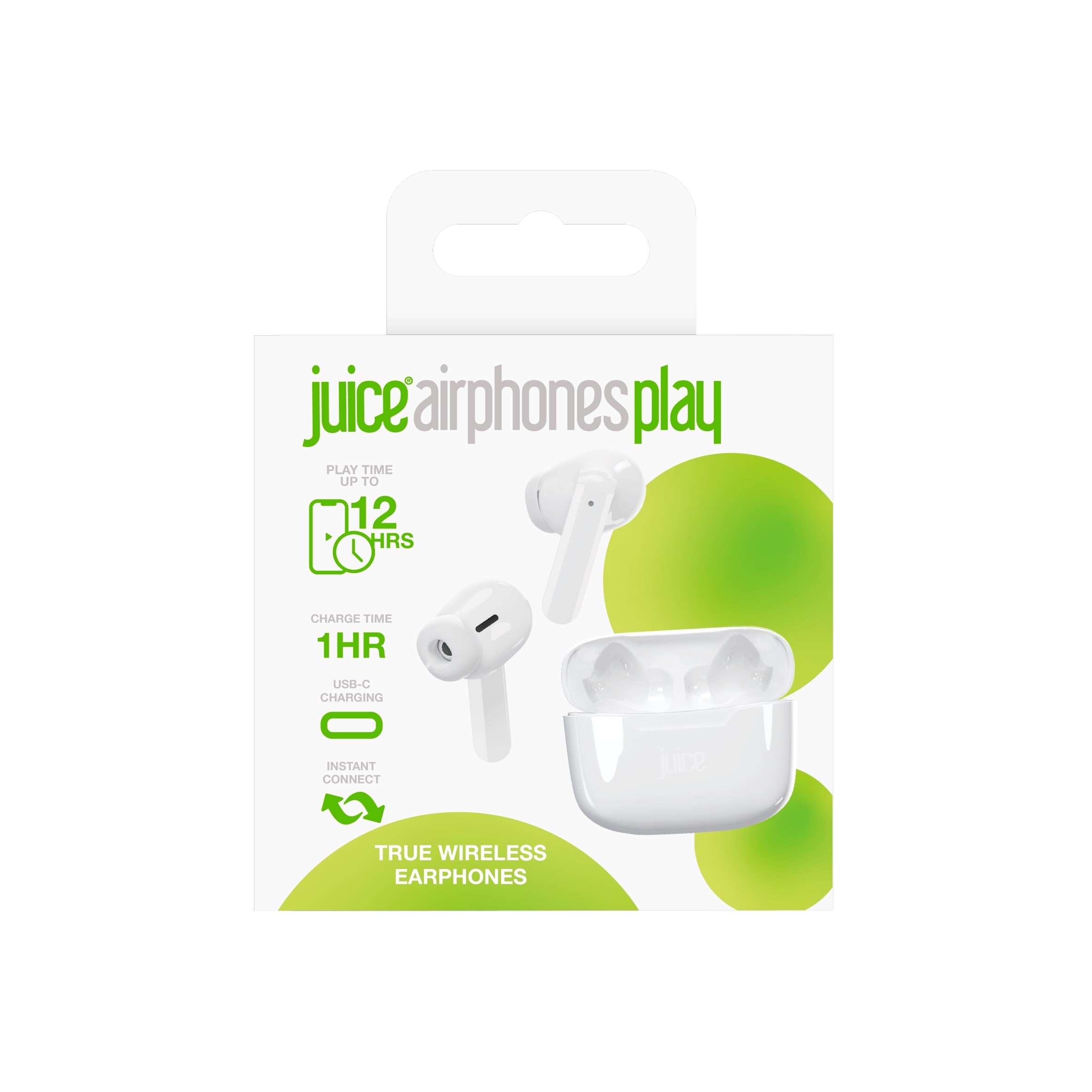 Juice Airphones Play True Wireless Bluetooth In Ear Headphones White