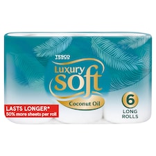 Tesco Luxury Soft Coconut Oil Toilet Tissue 6 Long Rolls