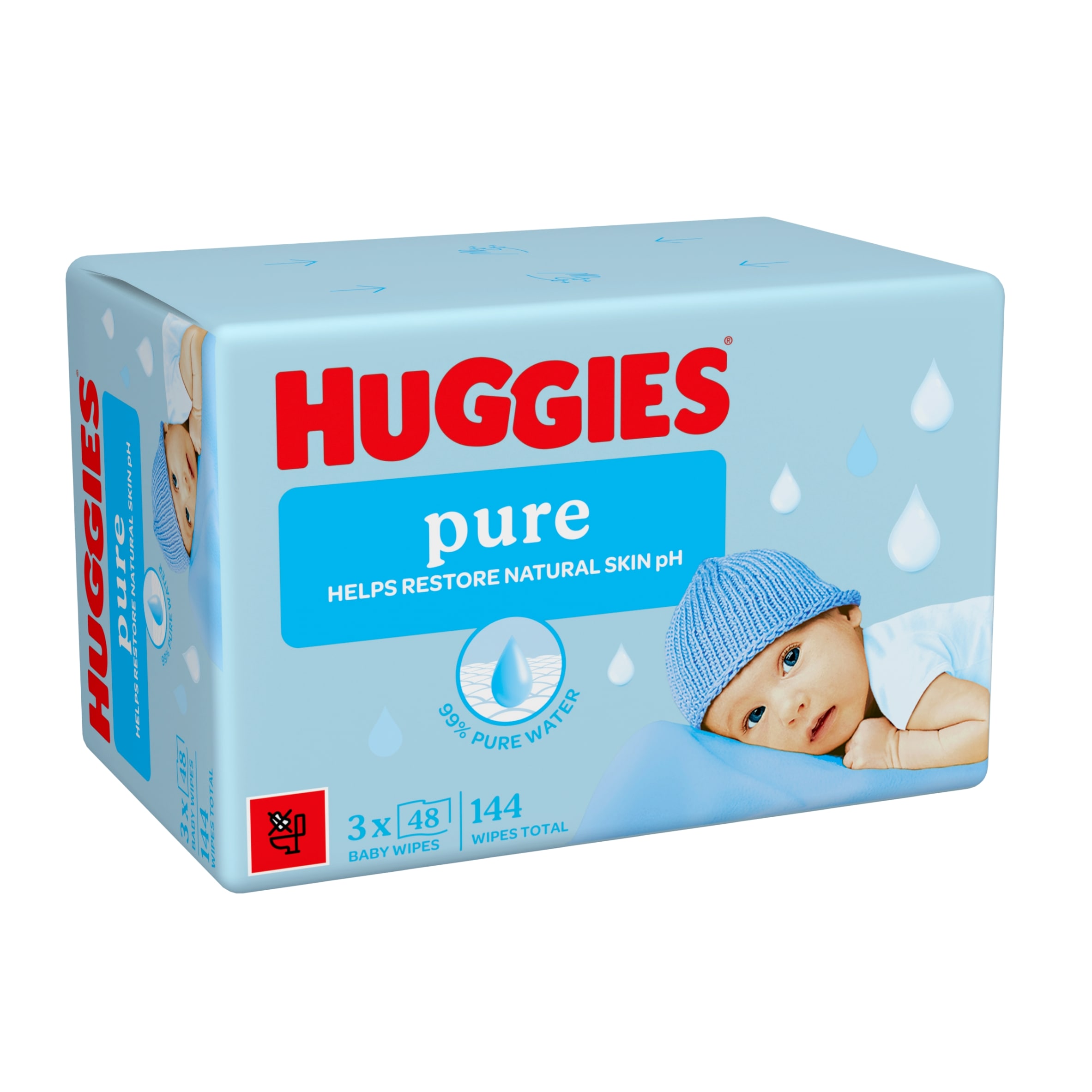 Huggies Pure 0% Plastic Baby Wipes 3x48 144 Wipes thumbnail 3