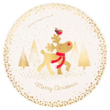 Tesco Flitter Reindeer Christmas Plates 23cm 10 Pack