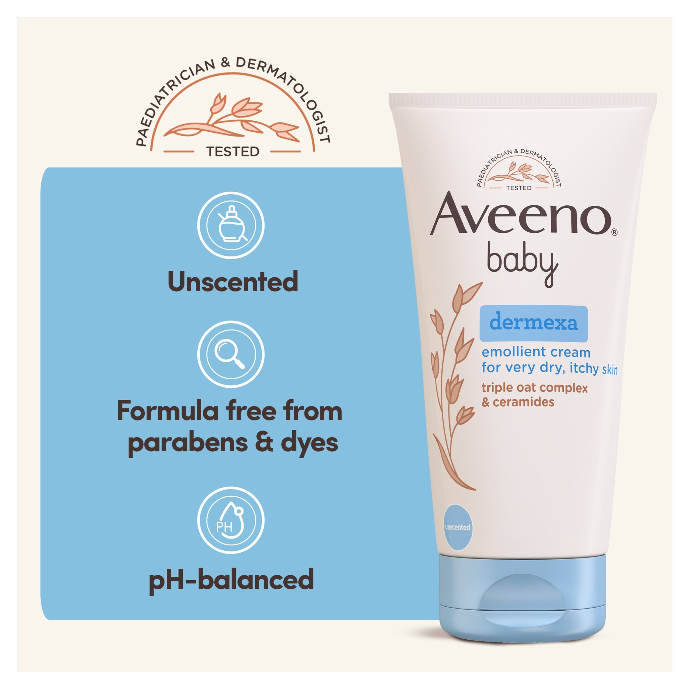 Aveeno Baby Dermexa Emollient Cream Baby Lotion Dry & Itchy Skin 150ml thumbnail 3