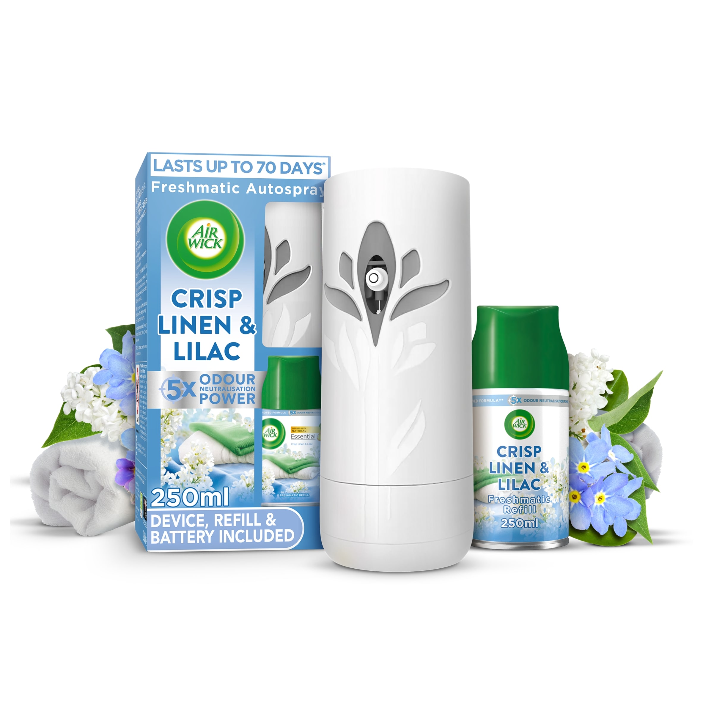 Air Wick Freshmatic Kit Crisp Linen & Lilac Air Freshener 250ml