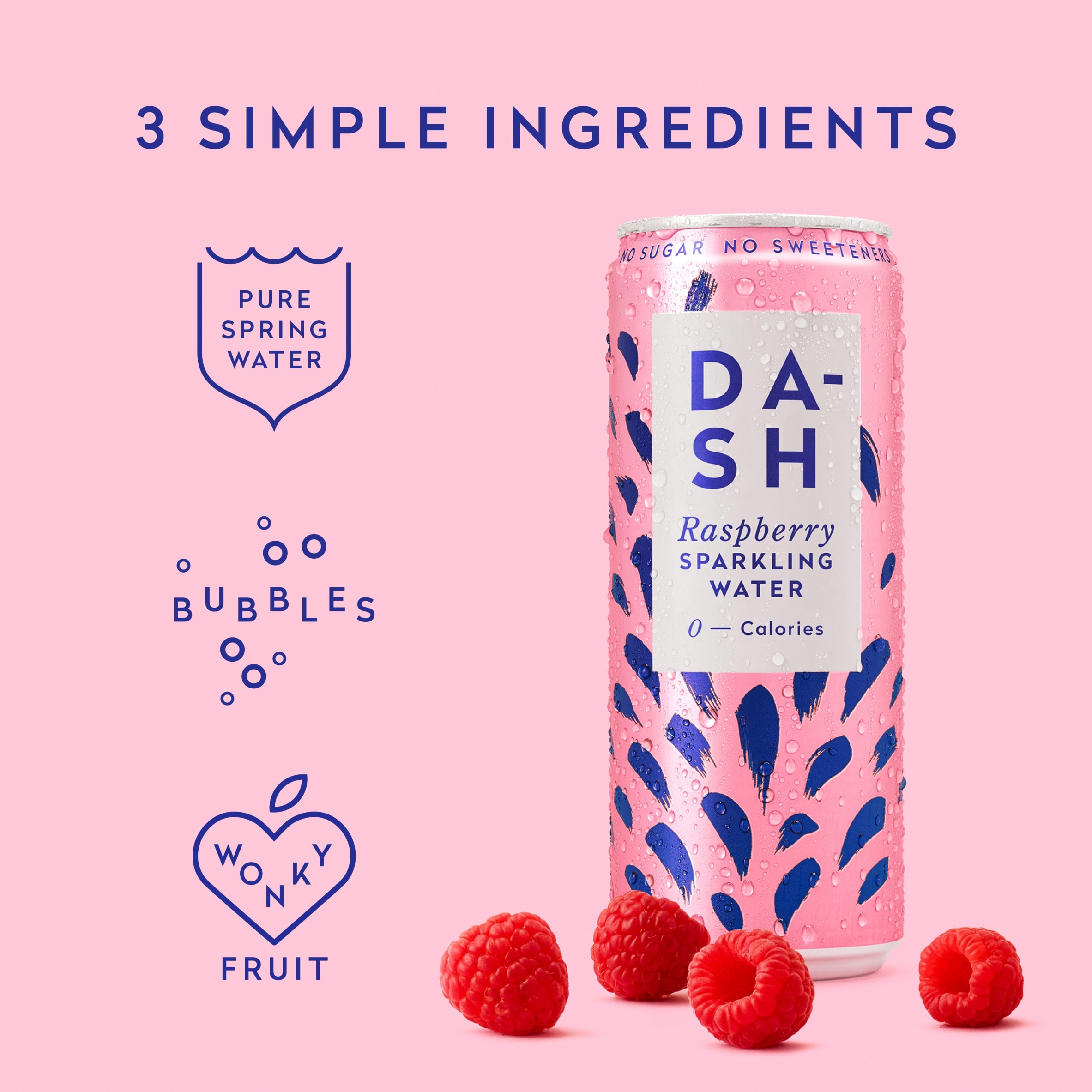 Dash Raspberry Sparkling Water 4 x 330ml thumbnail 3