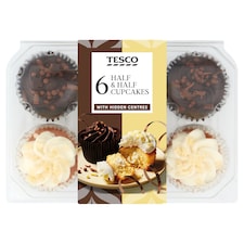 Tesco Half & Half Cupcakes - Vanilla and Chocolate 6 Pack