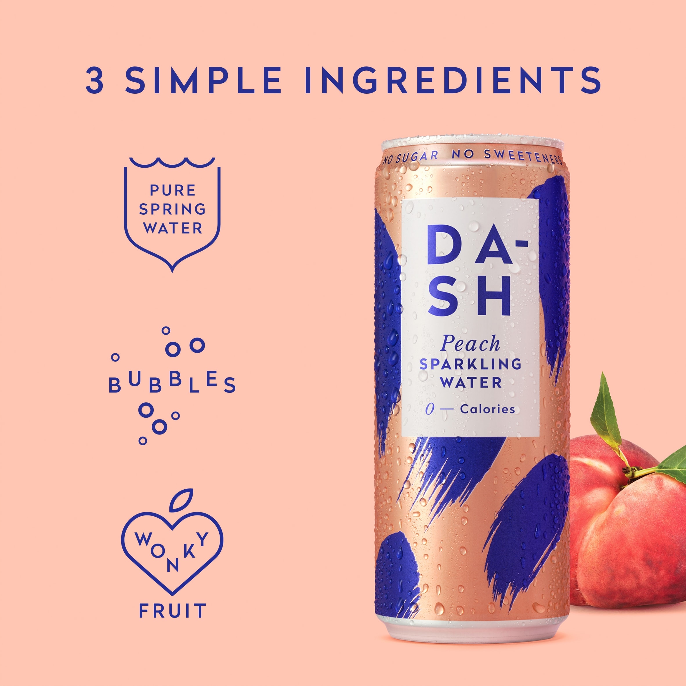 Dash Peach Sparkling Water 4 x 330ml thumbnail 3