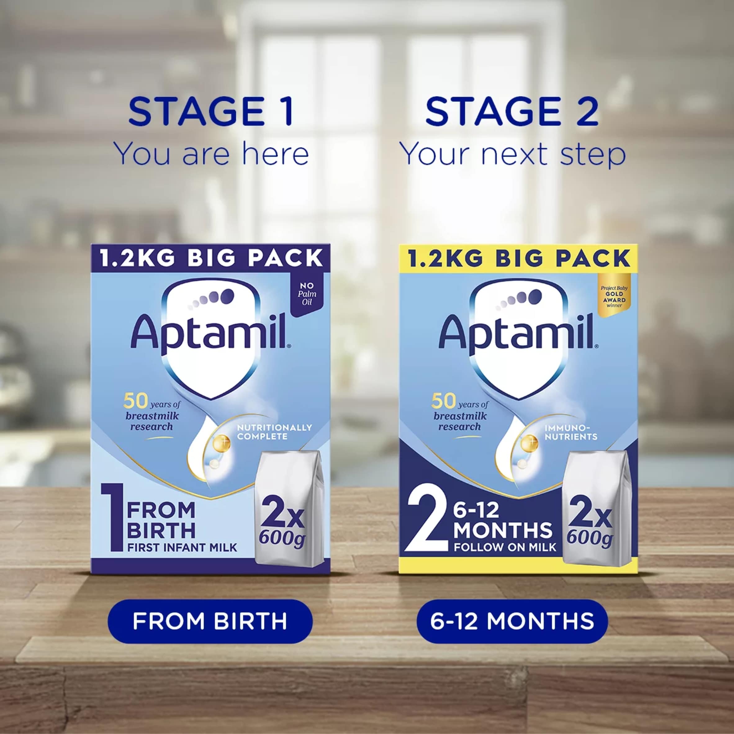 Aptamil 1 First Infant Baby Milk Formula Powder from Birth Big Pack 1.2kg thumbnail 3