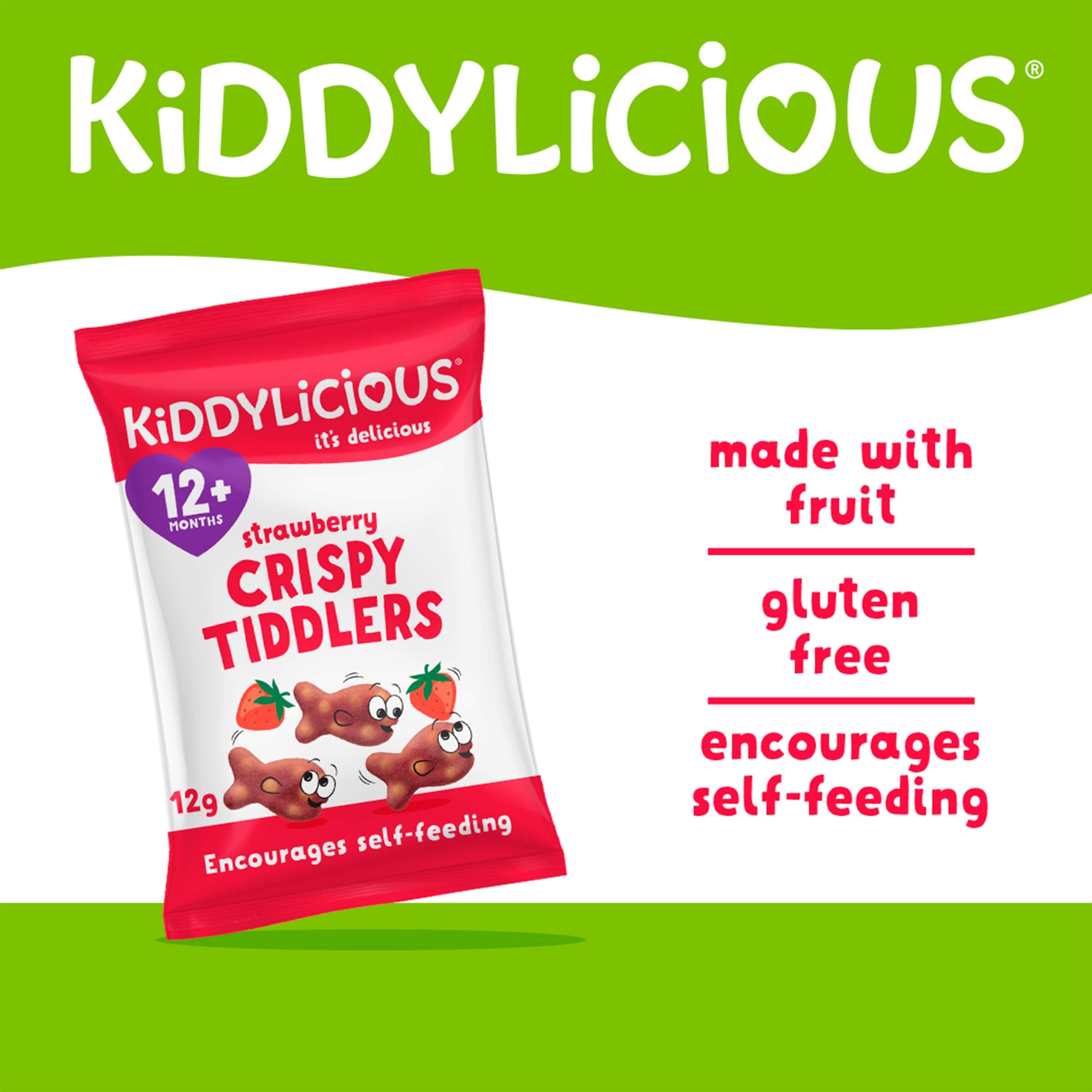 Kiddylicious Strawberry Crispy Tiddlers 4X12g thumbnail 2