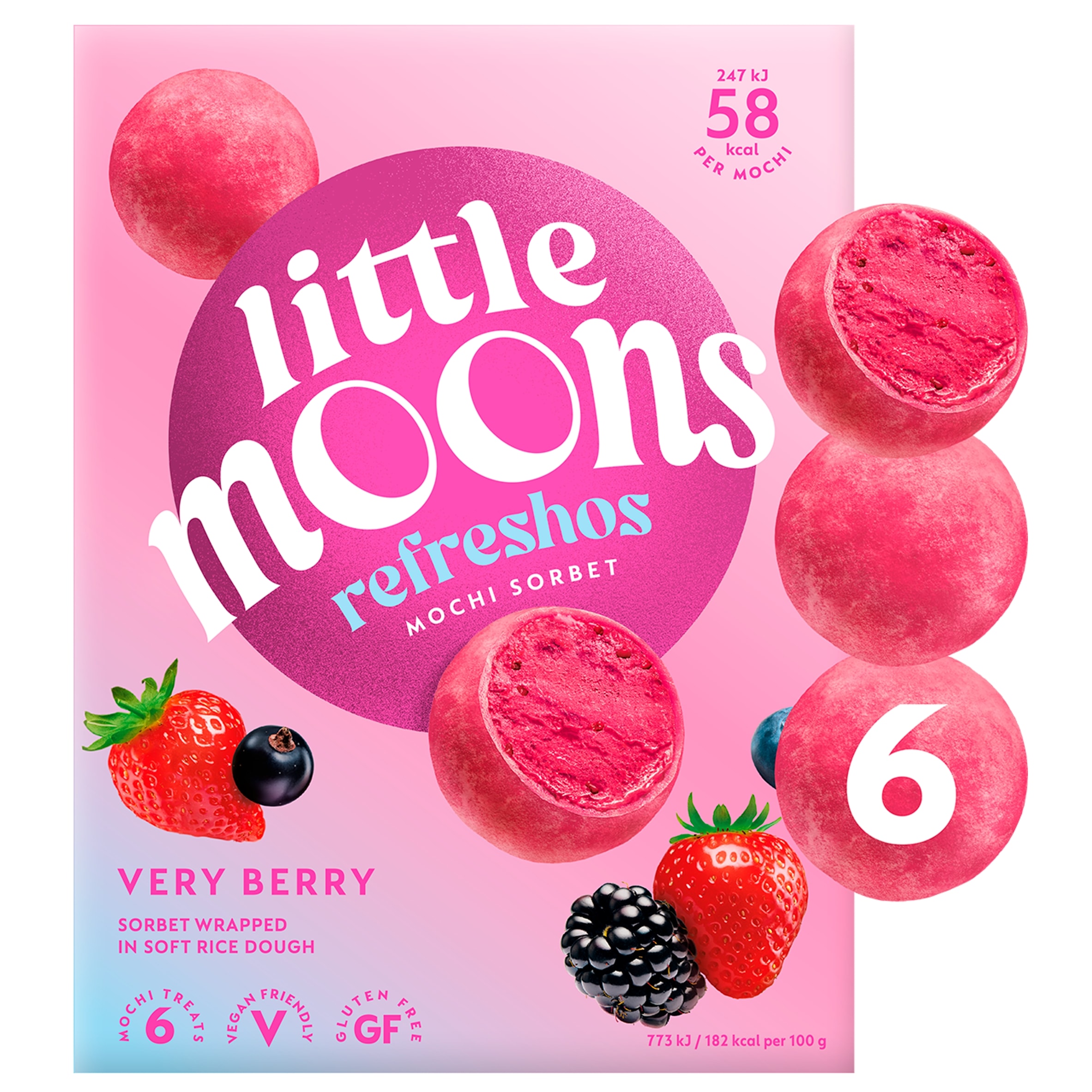 Little Moons Refreshos Very Berry Mochi Sorbet 6x32g thumbnail 2