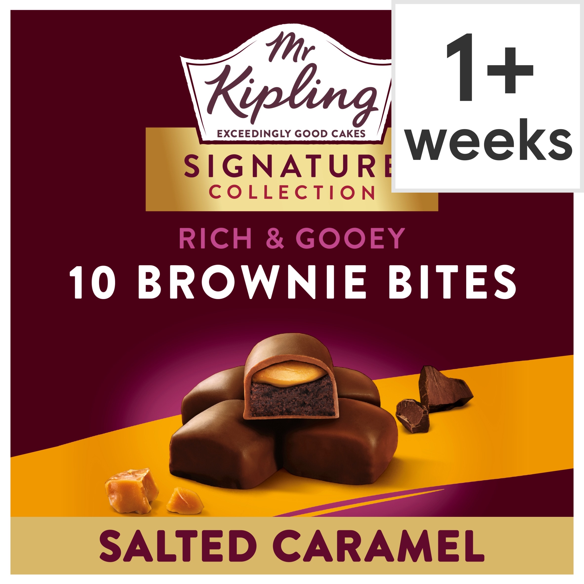 Mr Kipling 10 Gooey Brownie Bites Salted Caramel (15g x 10)