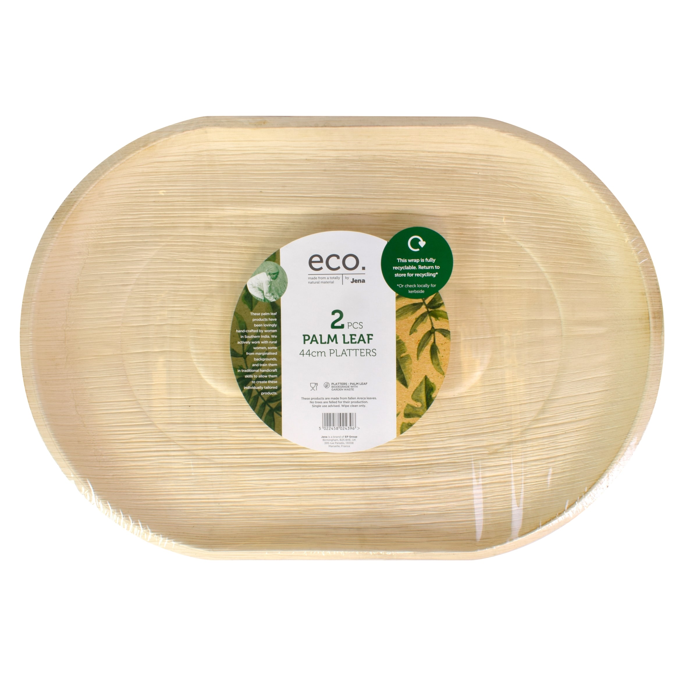 Jena Palm Leaf Large Oval Platter 44Cm - 2 Pack