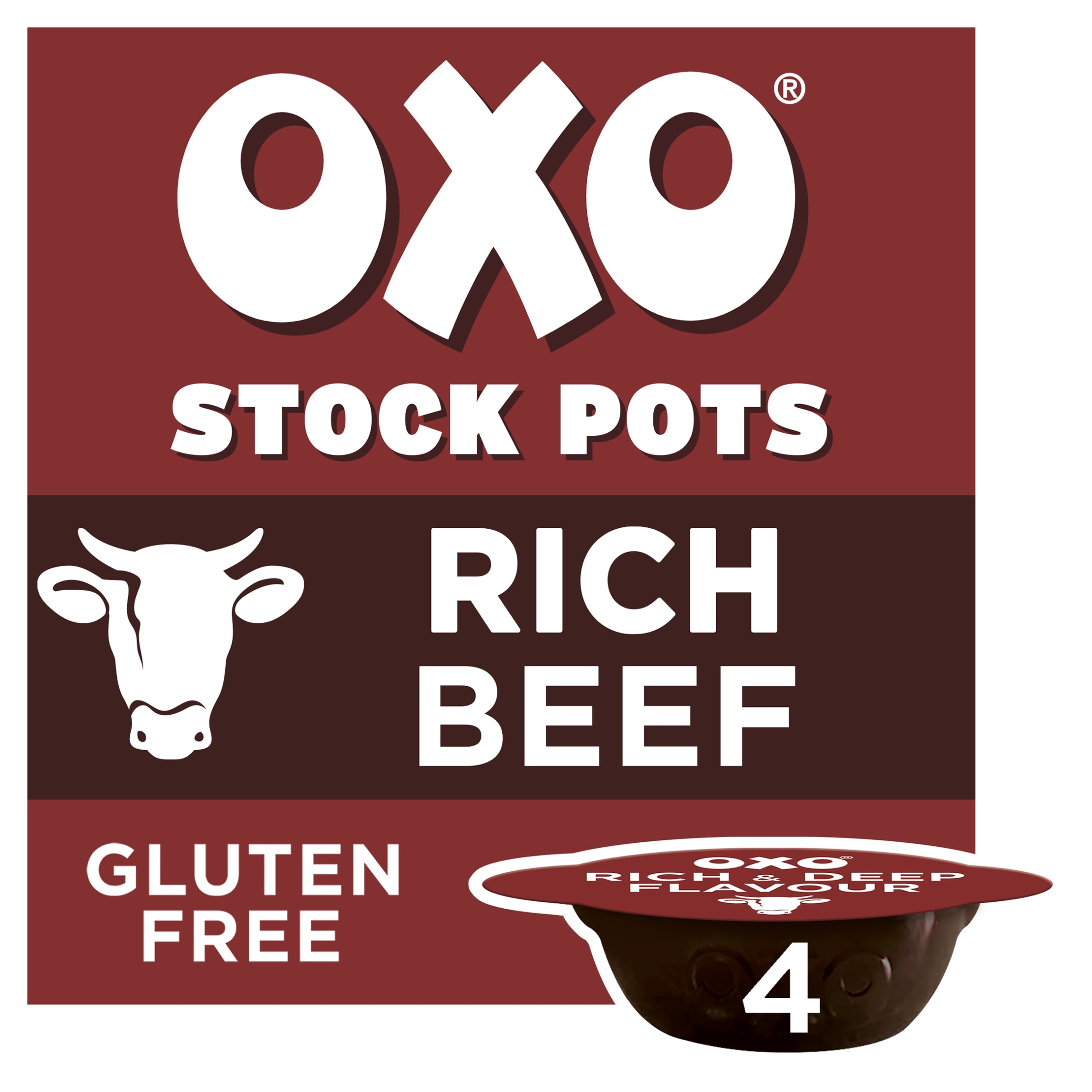Oxo Beef Onion & Rosemary Stock Pot 4 Pack 80G