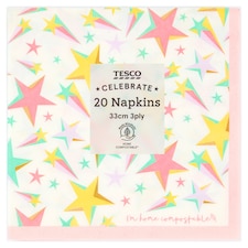 Tesco Pastel Stars Napkin 20 Pack