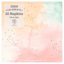 Tesco Watercolour Napkin 20 Pack