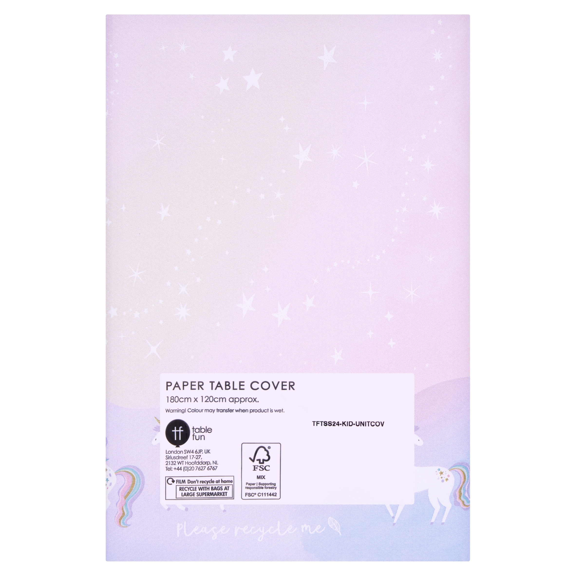 Unicorn Stars Table Cover 180Cm X 120Cm