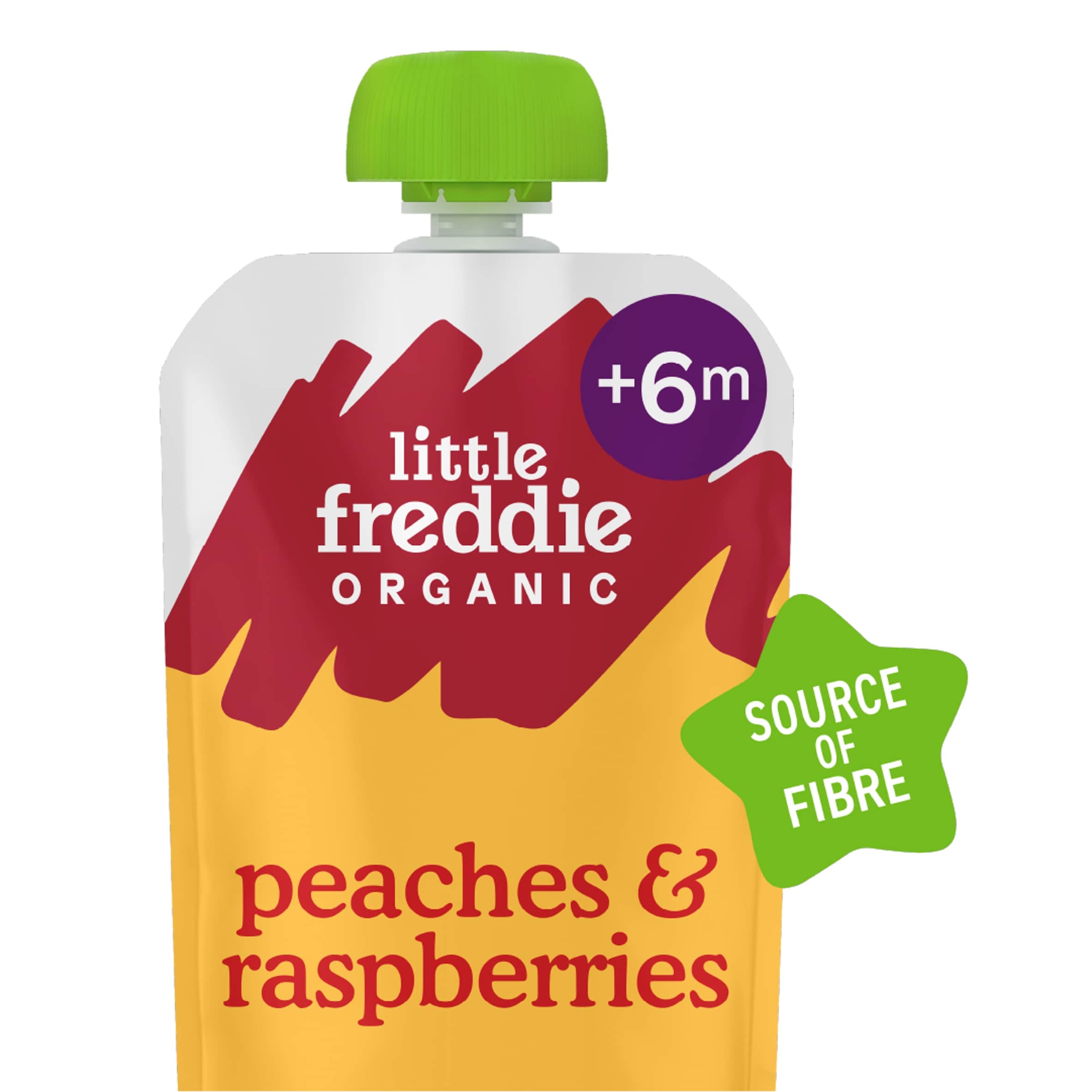 Little Freddie Peaches & Raspberries Pouch, 6 mths+