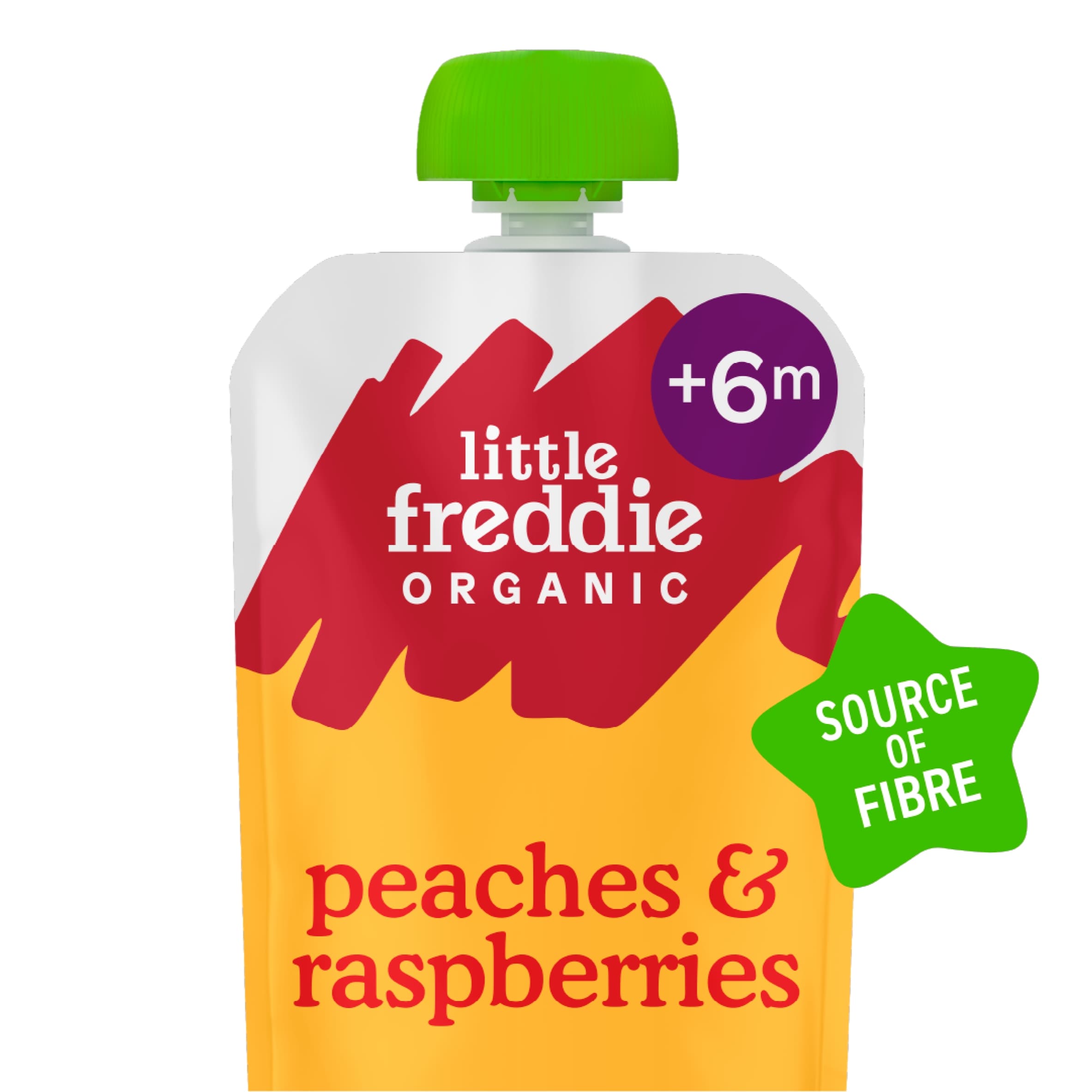Little Freddie Organic Peaches & Raspberries Baby Food Pouch 6+ Months 100g thumbnail 2
