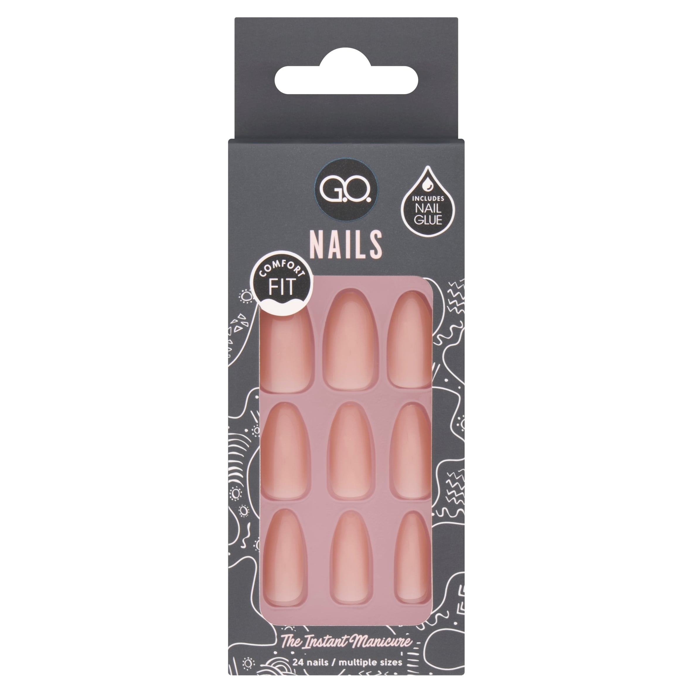 G.O. Nails Naturally Nude Almond 24 Nails Pack