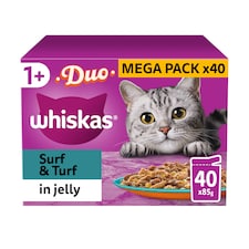 Whiskas Duo Surf & Turf Adult Cat Food Pouches in Jelly 40x85g