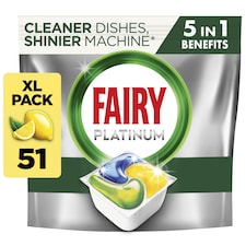 Fairy Platinum All in One Dishwasher Tablets - Lemon 51 Pack 760g