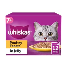 Whiskas 7+ Senior Wet Cat Food Poultry Feasts in Jelly 12x85g