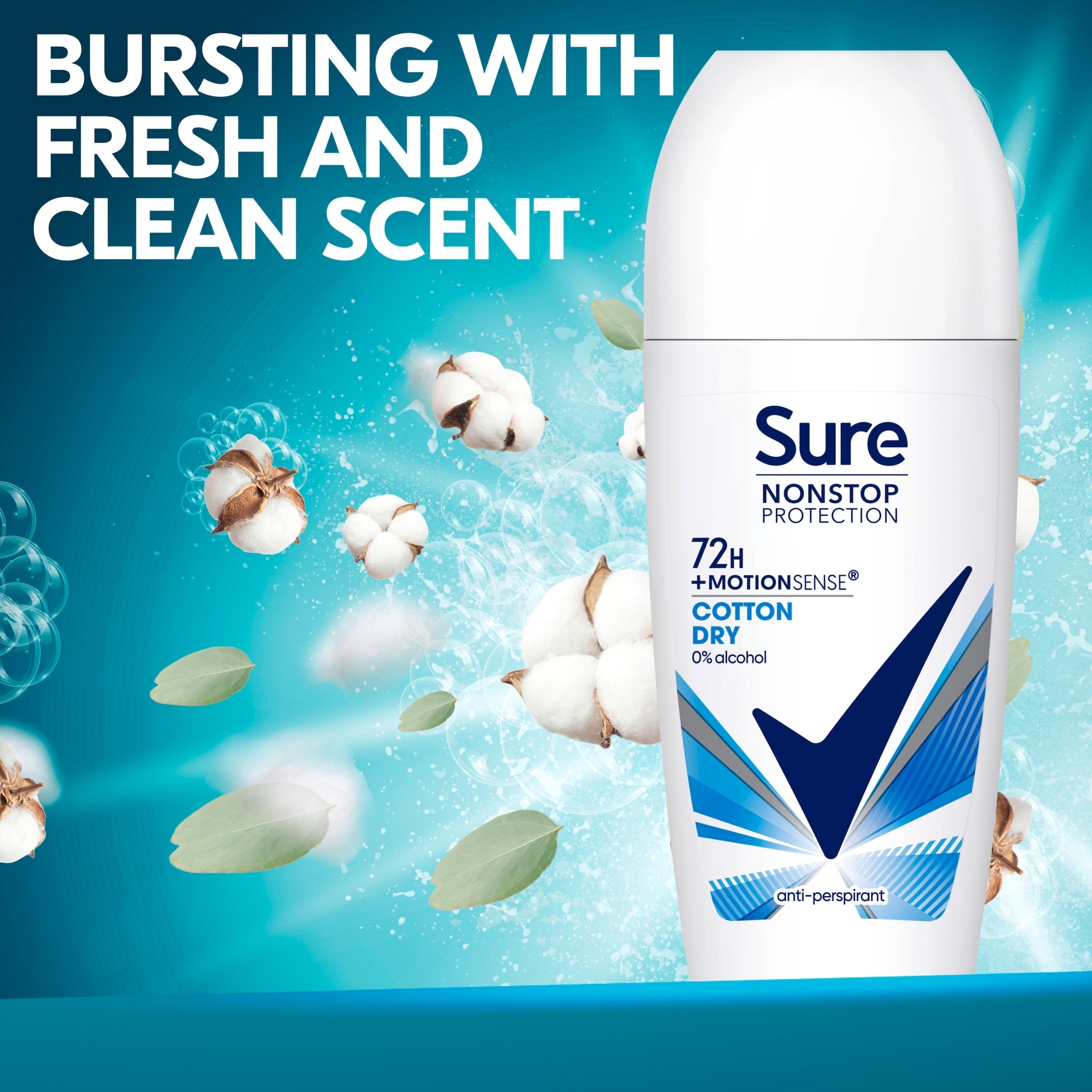 Sure 72h Cotton Dry Roll-On Antiperspirant Deodorant 50ml thumbnail 2