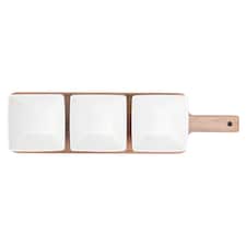 F&F Home Acacia 3 Bowl Serving Paddle