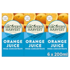 Growers Harvest Orange Juice From Concentrate 6 X 200Ml