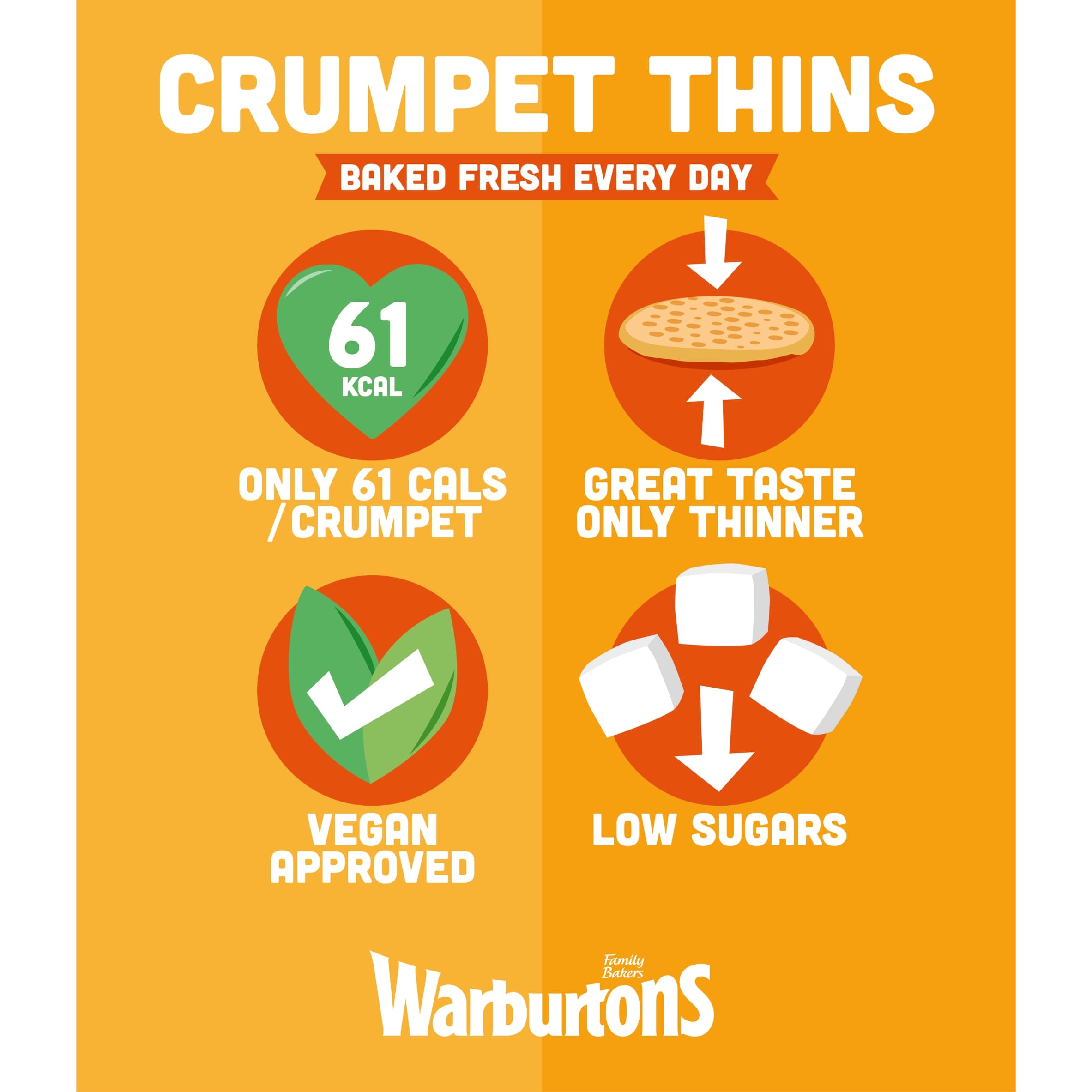 Warburtons Crumpet Thins 8 pack thumbnail 3